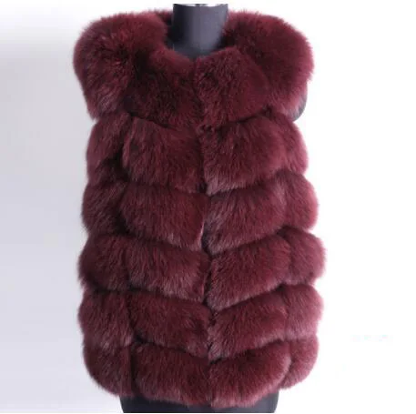 Шуба из натурального Лисьего меха, зимняя женская меховая жилетка 70 см, короткая шуба из натурального меха, куртка из натурального меха - Цвет: 15