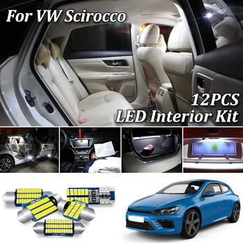 

12Pcs White Error Free For Volkswagen VW Scirocco 3 3R LED Interior Map Trunk Vanity Mirror Footwells Light Kit (2009-2017)