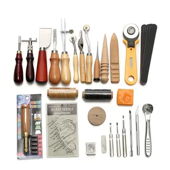 

50PCS Leather Craft Tools Kit Hand DIY Sewing Stitching Carving Work Punch Saddle Leathercraft Accessories for Leather Working