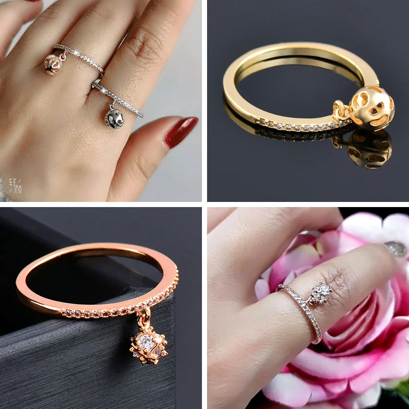 SINLEERY Charm Cubic Zirconia Crystal Inside Hollow Square Pendant Rings For Women Girls Gold Color Wedding Jewelry crystal rings zircon rings stone rings fashion rings gold rings wedding rings fashion ring finger rings metal rings