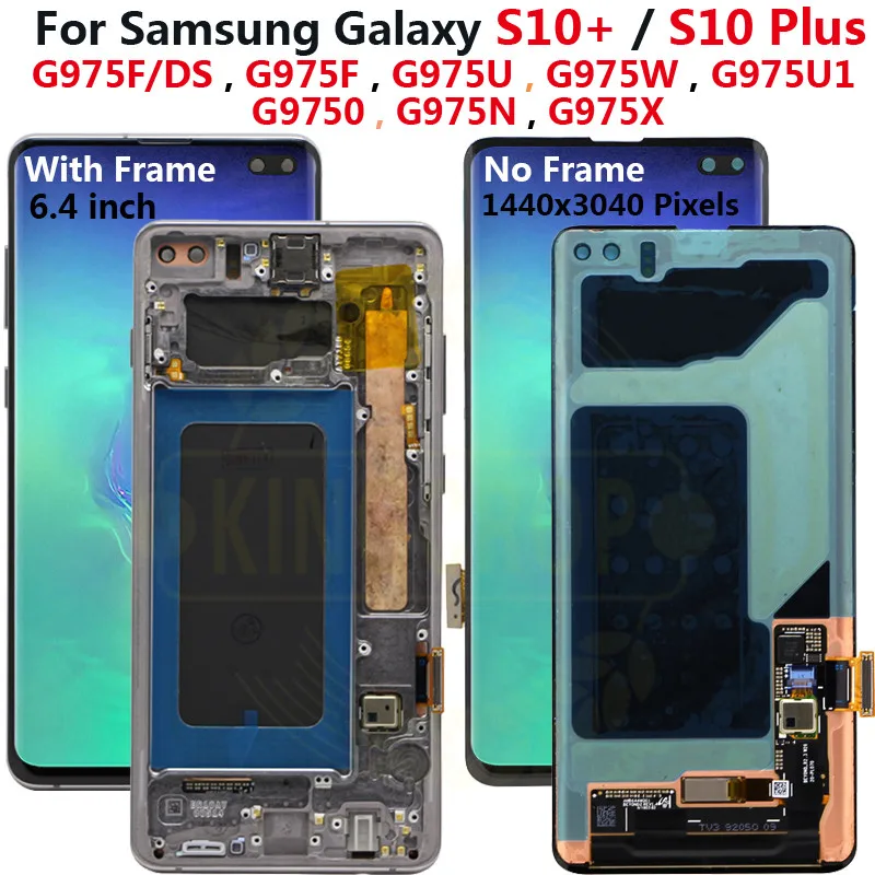 100% ORIGINAL S10 LCD with frame For Samsung Galaxy S10 plus G975fd G975F  G975 Lcd Display S10 G973 G973F Touch Screen Digitizer - AliExpress