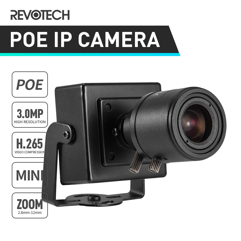 POE H.265 3MP 1296P / 1080P 6 22 мм объектив с ручным зумом внутренняя IP камера мини