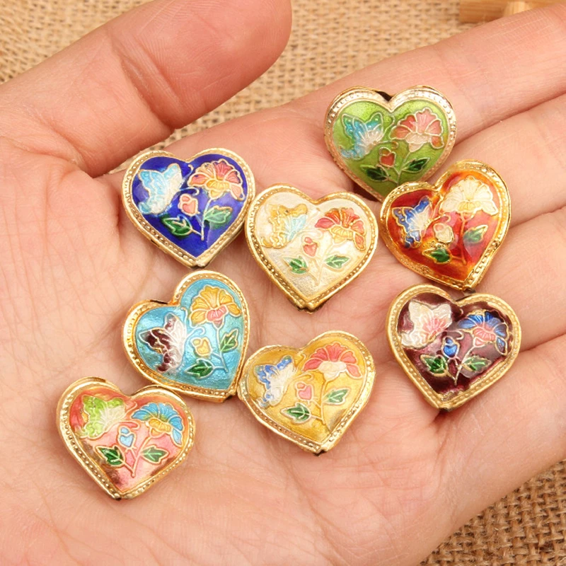 5pcs Cloisonne Enamel Colorful DIY Beads Butterfly Love Heart Star Accessories Jewelry Making Earrings Necklace Bracelet Wholesa