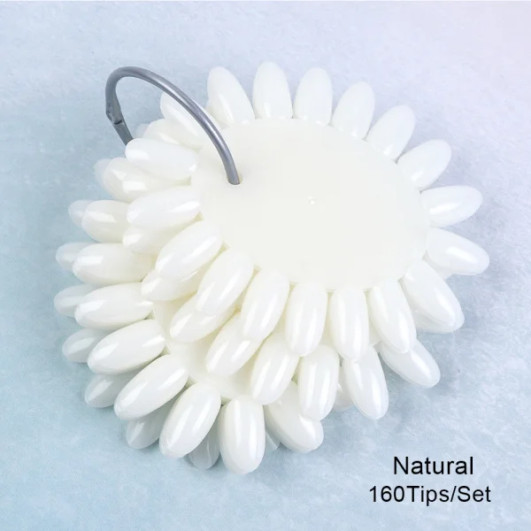 Natural 160 шт прозрачный натуральный поддельные ногти съемный пластиковый дисплей ложных ногтей с кольцом для полировки клеем практика полное покрытие плесень наконечник LA1513-1 - Цвет: Natural