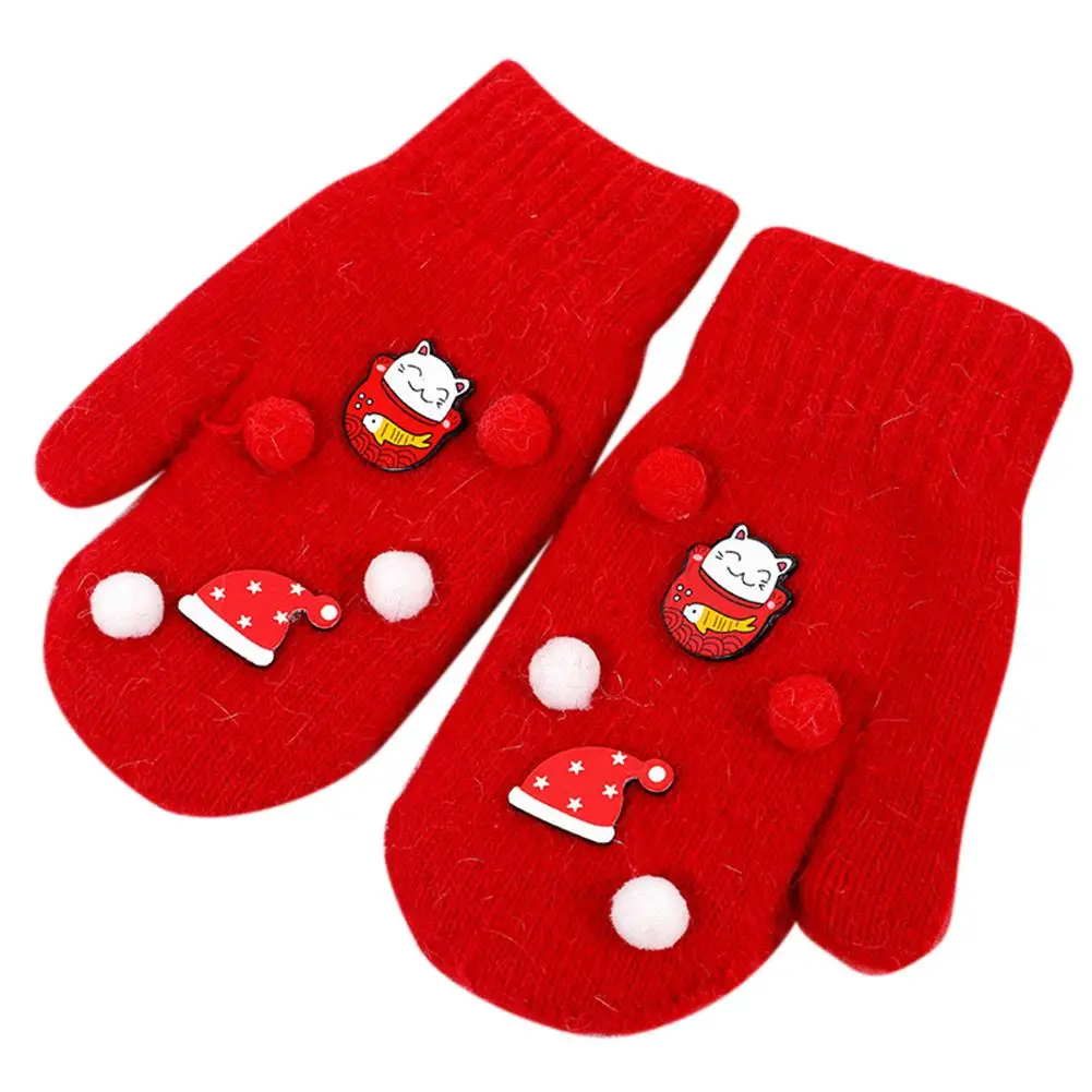 red Studyset Детские Зимние теплые перчатки на Рождество, перчатки на палец, Delicat вязаные перчатки, сохраняющие тепло, 18 см - Цвет: red