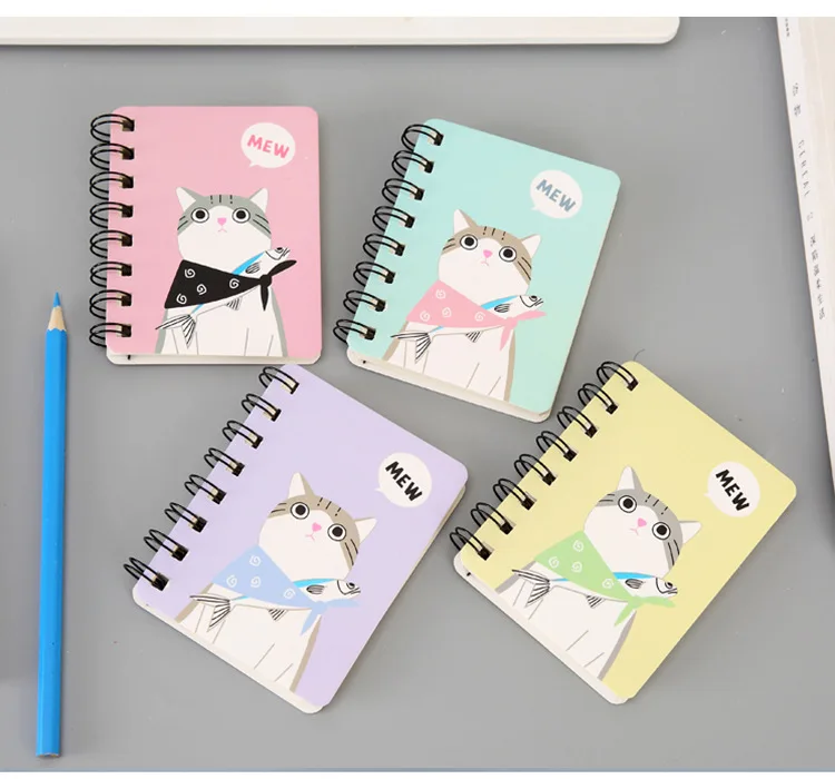 80Page A7 Korea Cartoon Anime Coil Notebook Small Notepad Animal Rollover Office School Learn Supplies Mini Kawaii Diary Journal