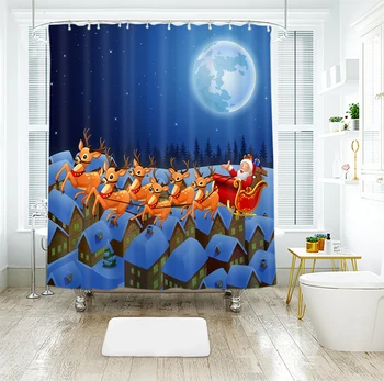 

Santa Snowman Christma Shower Curtain Waterproof Mildew Resistan Polyester Shower Curtain Curtains for Bathroom Shower Drop Ship