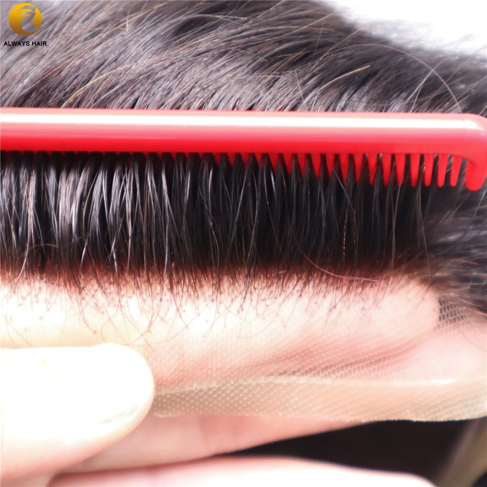 Прочный дышащий мужской парик французское кружево с поли покрытием индийские человеческие волосы система для мужчин 7 размеров волос Nuit