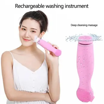

Rechargeable Ultrasonic Electric Silicone Facial Cleansing Brush Instruments Skin Care Massage Face Cleanser Machine