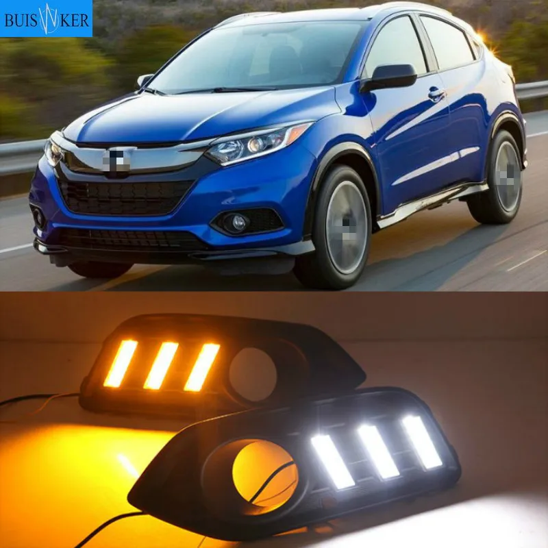 

LED DRL For Honda HRV HR-V 2018 2019 Vezel Daytime Running Light Fog Lamp with Yellow Turning Signal Lamp