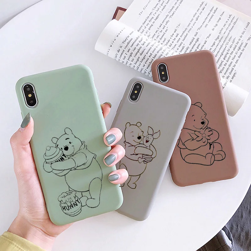 

Luxury Case for iPhone 11 XR X Xs Max 8 7 6 Plus 6S 5S SE Soft Silicone Cover Coque Cartoon Piglet Pig Bear