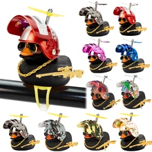 Luminous Small Black Duck with Level 3 Helmet Standing Duck Road Motorcycle Bike Cycling Decoration Car Interior Accessories
