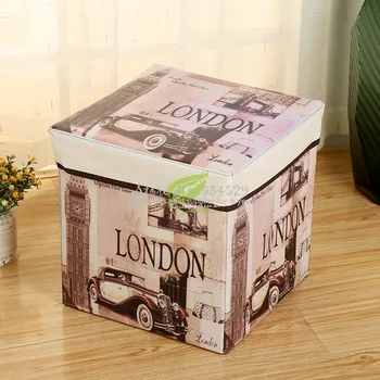 

30%Hot Multi-function Non-woven Square Retro Folding Storage Stool Storage Boxes Organizer Kids Book Sundries Home Decoration