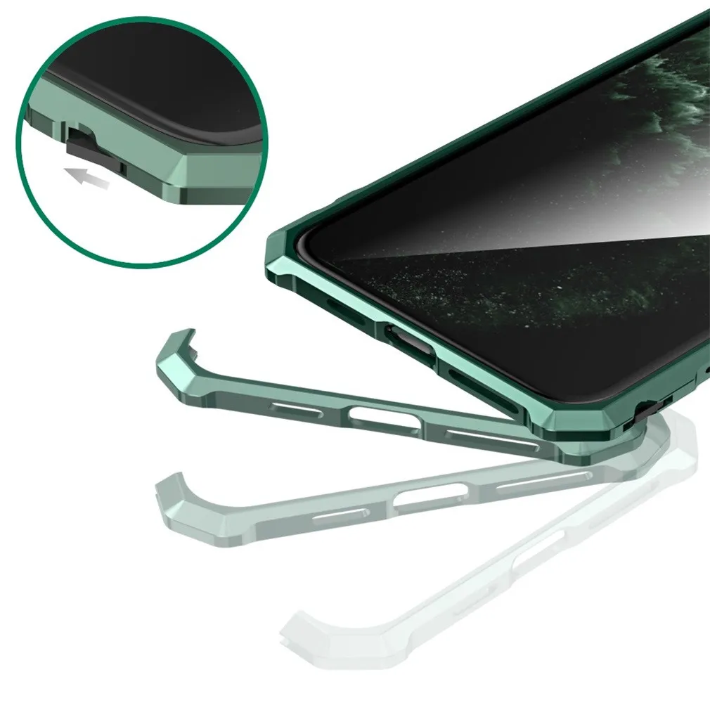 Алюминиевый металлический бампер Пряжка закаленное стекло чехол для iphone 11 6,1 дюймов чехол для телефона защитный чехол в комплект входит# E25