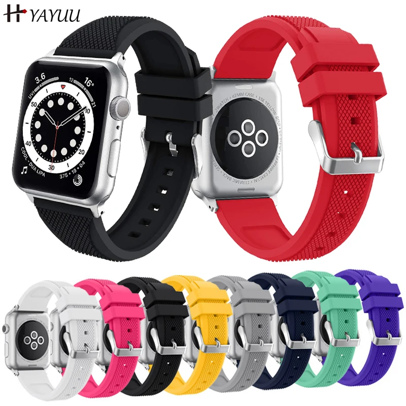 YAYUU ремешки для часов Apple Watch 38 мм 40 42 44 мягкий силиконовый спортивный сменный