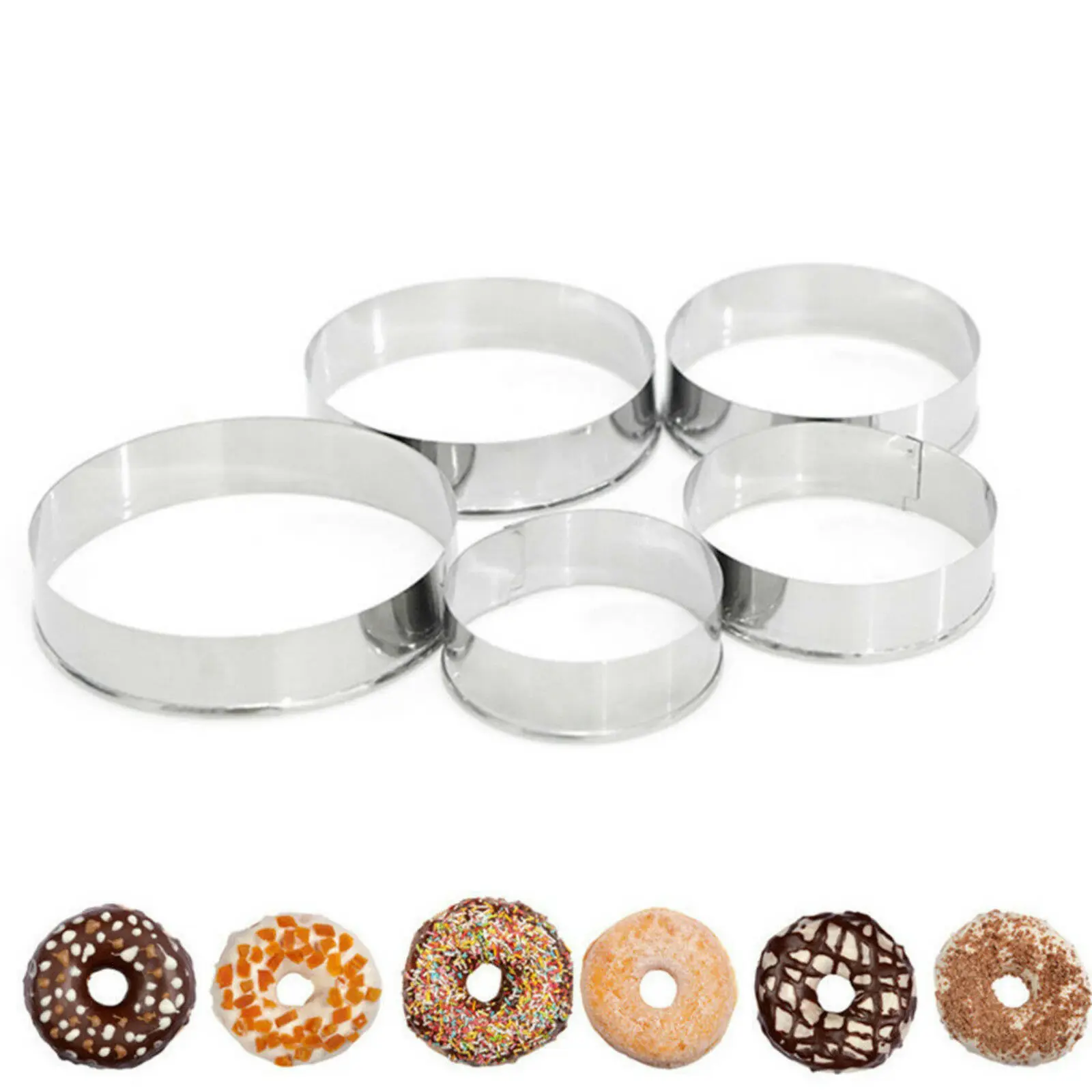 5 Set Round Circle Stainless Steel Cookie Cutter Biscuit DIY Baking Pastry Mould