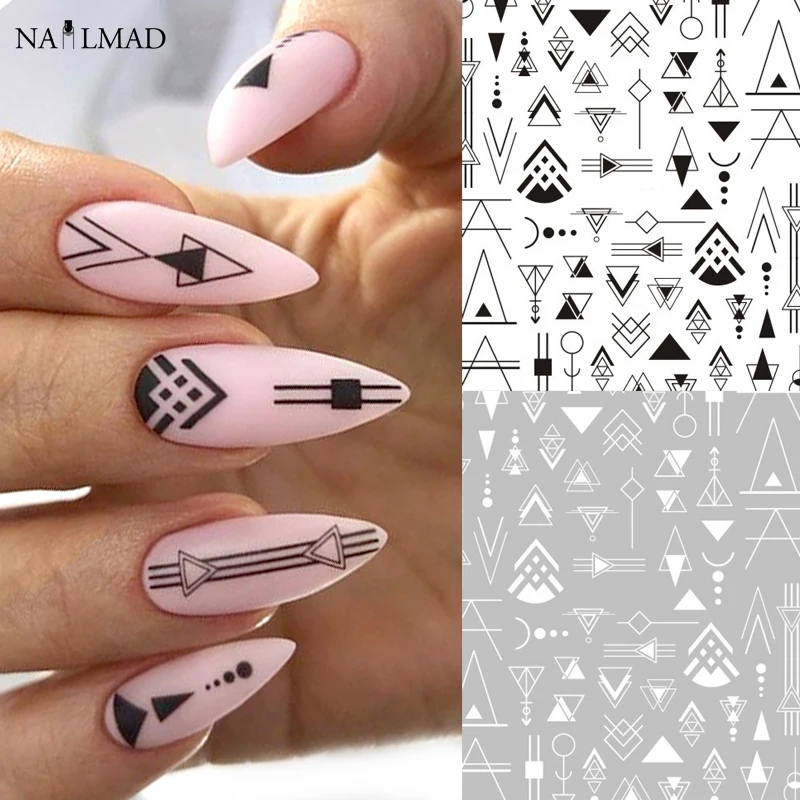 

1pc Geometric Triangle 3D Nail Stickers Negative Space Adhesive Stickers For Nails DIY Nails Decals Stickers