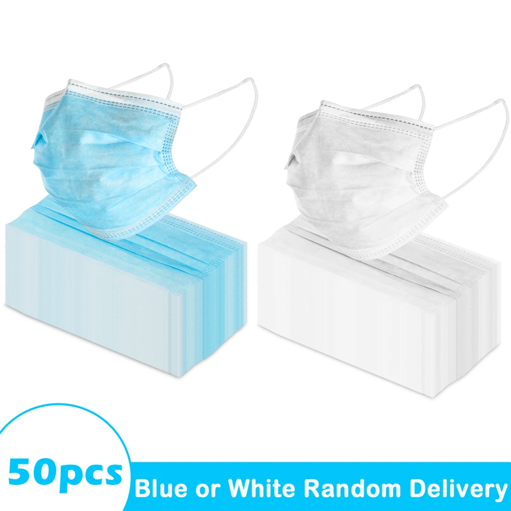 

50pcs 3-Ply Disposable Face Mask with Elastic Earloop Random Color-92652246
