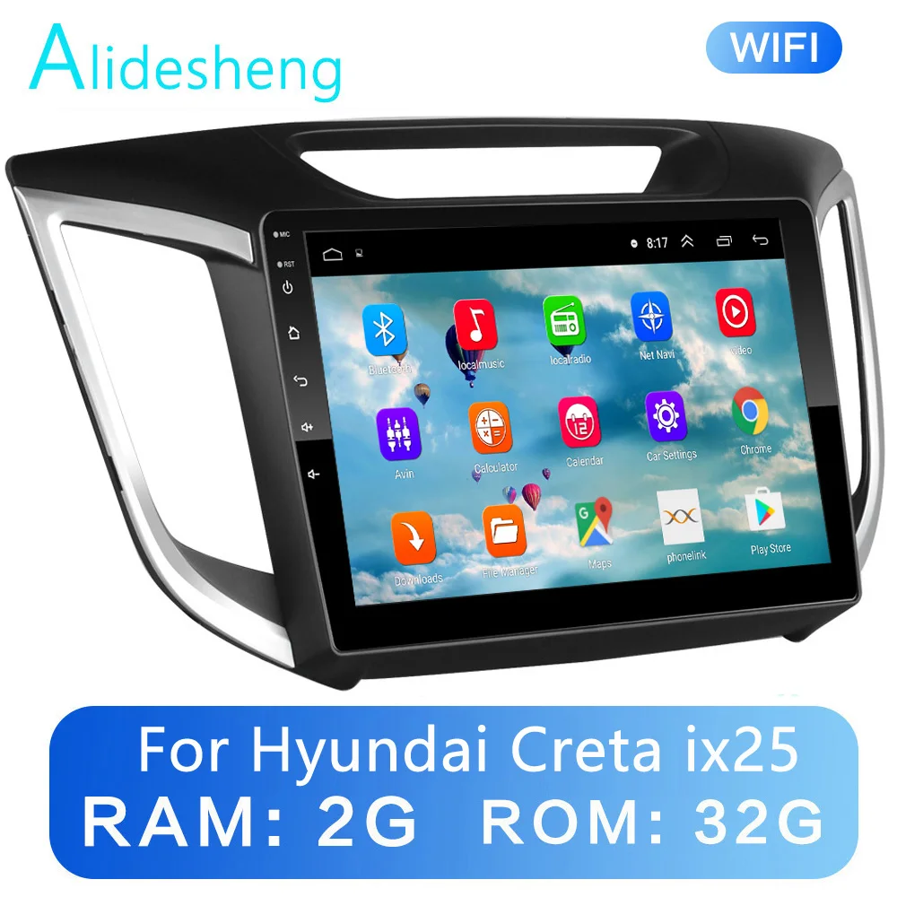 Мультимедийный плеер для hyundai creta ix25 2015 2018 2 Гб + 32 ГБ 2.5D 2Din Android 8.1GO dvd GPS навигация