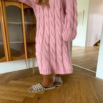 

Autumn Winter New Arrivals Mohair Korean Solid Color Thicn Long Twist Sweater Loose Soft Young Style Women Pullover