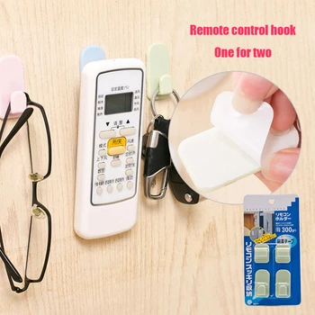

4pcs/set TV Remote Control Sticky Hooks Adhesive Hanger for TV Air Conditioner Creative Bathroom Nail-free Seamless Rack