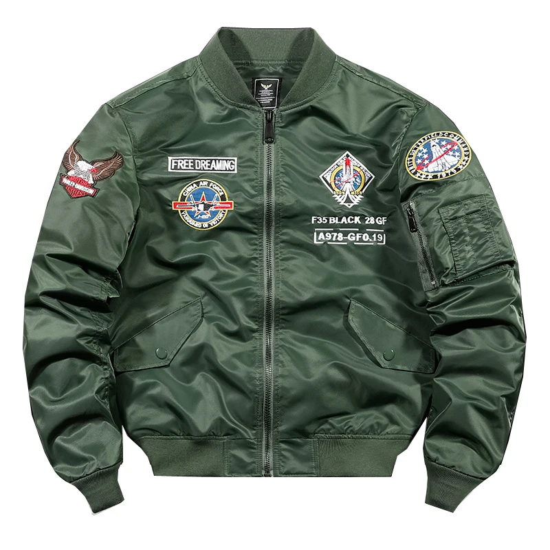 

Embroidery Astronaut Bomber Jacket Men Black Army Military Windbreakers 2021 Autumn Jackets Fashion Motorcycle Jacket Asian Size