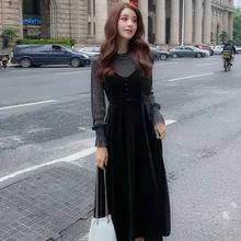 Комплект из двух предметов, женское платье, весна, стиль, корейский стиль, приталенный, для похудения, марля, с длинным рукавом, пуловер, камзол, юбка