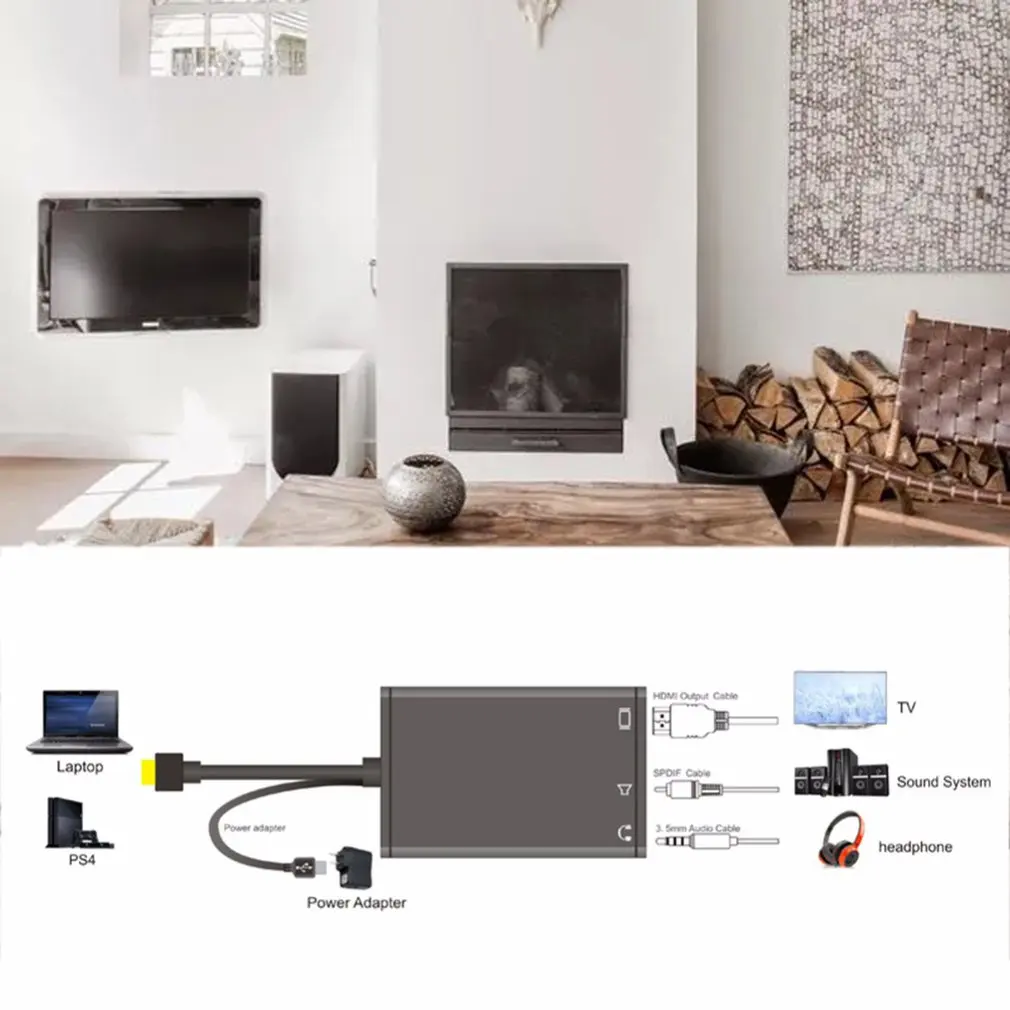HDMI аудио экстрактор HDMI к HDMI+ 3,5 мм аналоговый аудио с SPDIF экстрактор конвертер Поддержка для ноутбука тв PS4