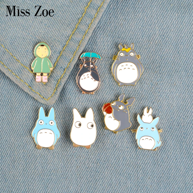 

My Neighbor Comic Totoro Enamel Pins Chinchilla Brooches Shirt Bag Badge Cartoon Animal Jewelry Gift