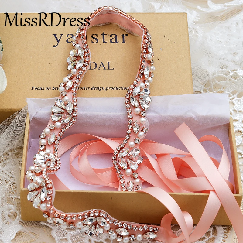 MissRDress, жемчужный свадебный пояс, Серебряный Кристалл, свадебный пояс, тонкие стразы, свадебное платье, пояс для невесты, аксессуары JK810