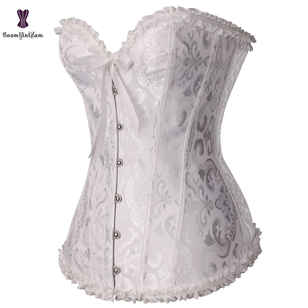 7 Colors Can Be Chosen Women Body Shaper Size XS To 6XL Vintage Pleated Corset Bustier With G String 810#