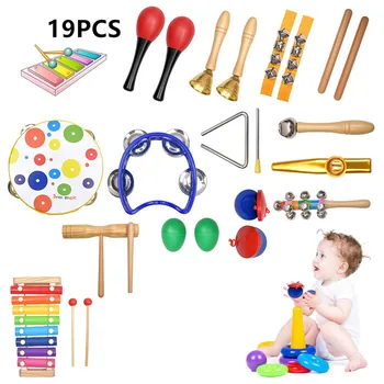 

19 PCS children's Musical Toys Instruments Wooden Percussion Boy And Girl Toys Baby toys Детские игрушки Juguetes para niños