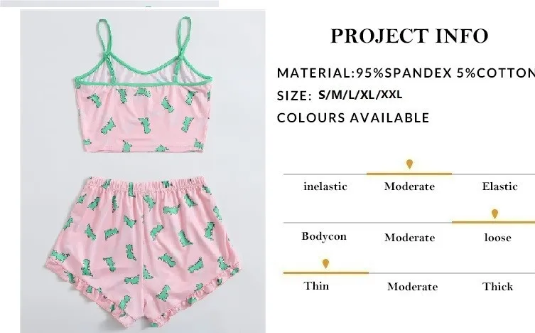 silk pajama set Summer Women Pajama Set  Cute Printed Pattern Pajamas Suspenders Sexy  Night Homewear Sleeveless Tops And Shorts  2-Piece Set plus size pajama sets