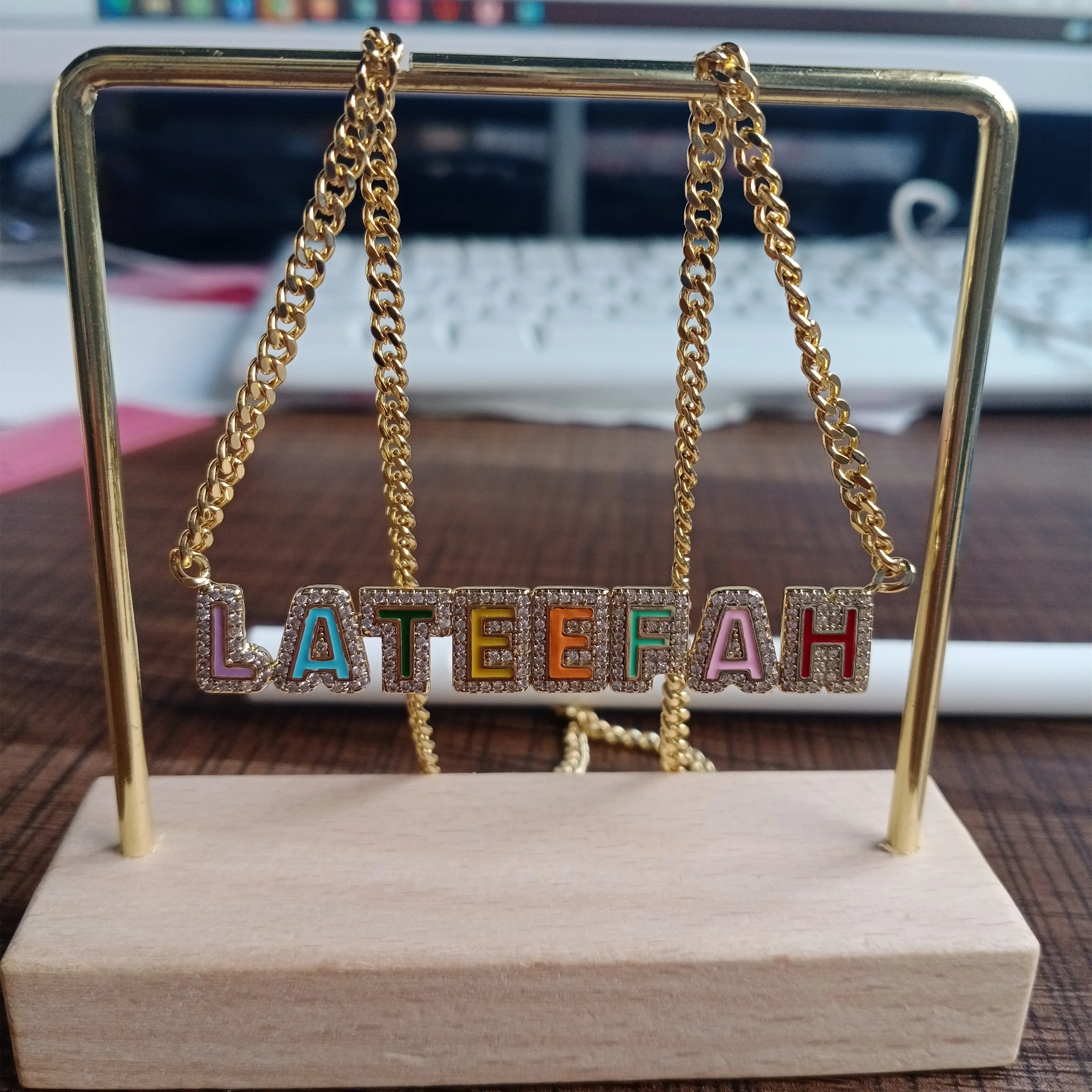 

Lateefah Custom Name Dripping Oil Colorful necklace Personalized Necklace for Women Name Necklaces Pendant Necklace As a Gift