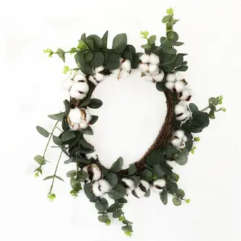 

Artificial Flowers Harvest Cotton Wreath Spring Wreath Outdoor for Front Door 449E