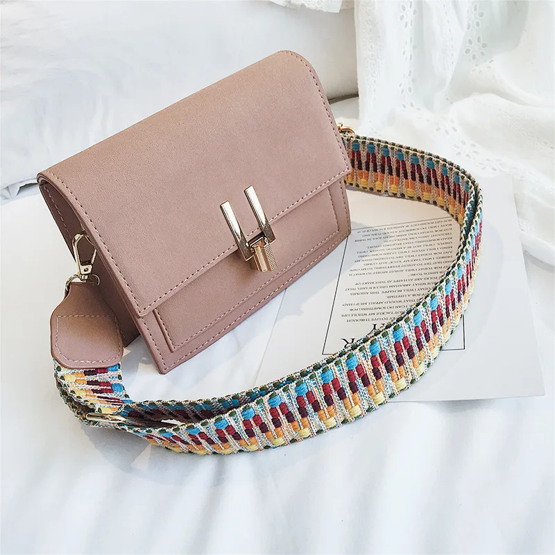 

Korean version of solid qualitative small square bag frosted metal magnetic buckle shoulder diagonal portable women's bag