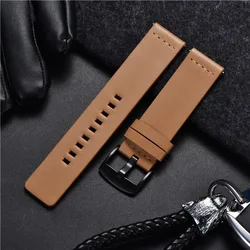 Premium Genuine Leather Quick Release Watch Strap - Sport Smart Watch Band 18mm/20mm/22mm - 22mm ((Black)Light brown)