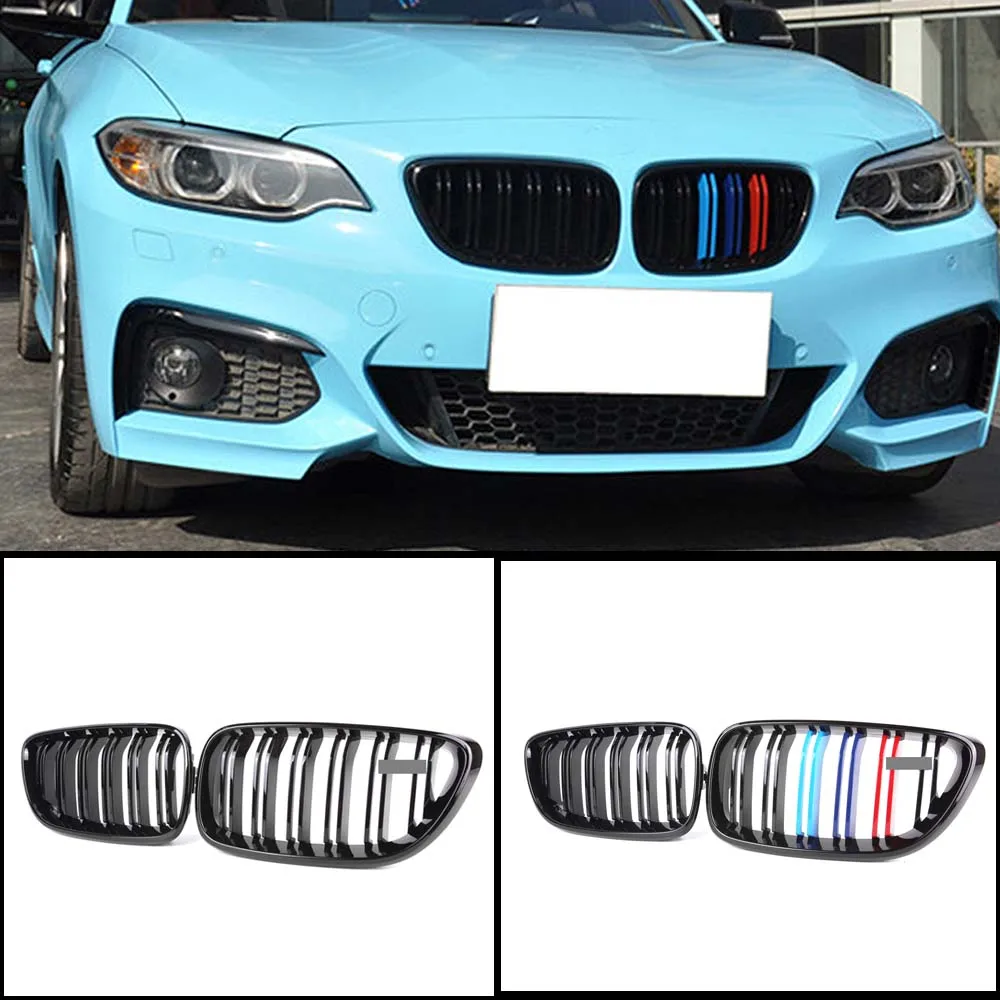 

Front Kidney Grille Glossy Black For BMW 2 Series F22 F23 F87 M2 2014-in ABS 2-Slats