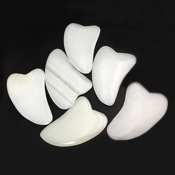 

Natural Afghan White Jade Guasha Board Facial Eye Scrapping Massage Tool Acupuncture Therapy Spa Gua Sha Stone Gouache Scraper