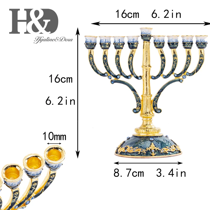 H&D, 9 веток, подсвечник, ручная роспись, эмаль, Menorah, канделябр, украшенный золотым акцентом, подсвечники, домашний Свадебный декор