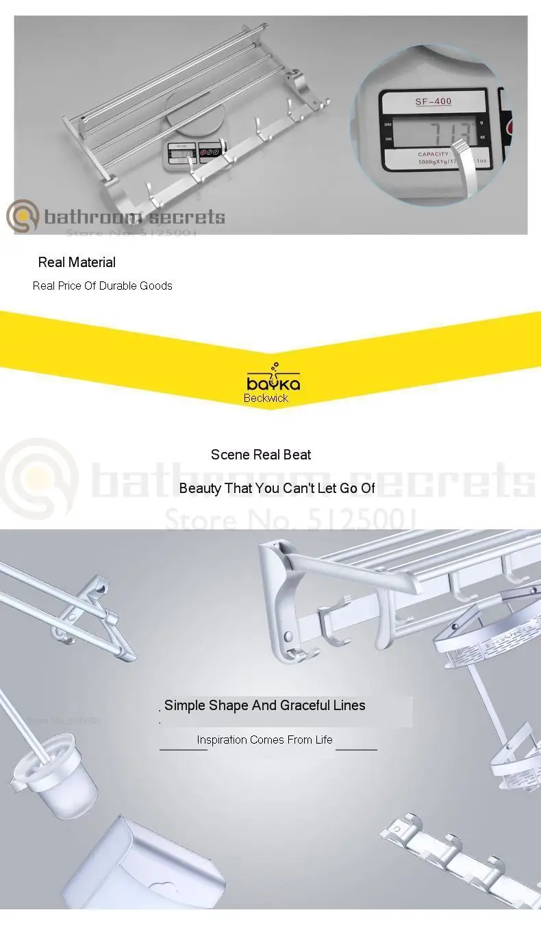 Bathroom Hanger Space Aluminium Towel Rack Pole Bath Towel Rack Bathroom Hanger Toilet Wall Hanging Without Punching