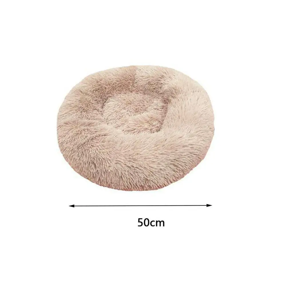 50cm Роскошная пушистая кровать для питомца собаки/щенка/котенка из меха пончика Cuddler Мягкая Подушка плюшевая круглая креативный питомник кошачий наполнитель плюшевое гнездо для питомца - Цвет: 50cm
