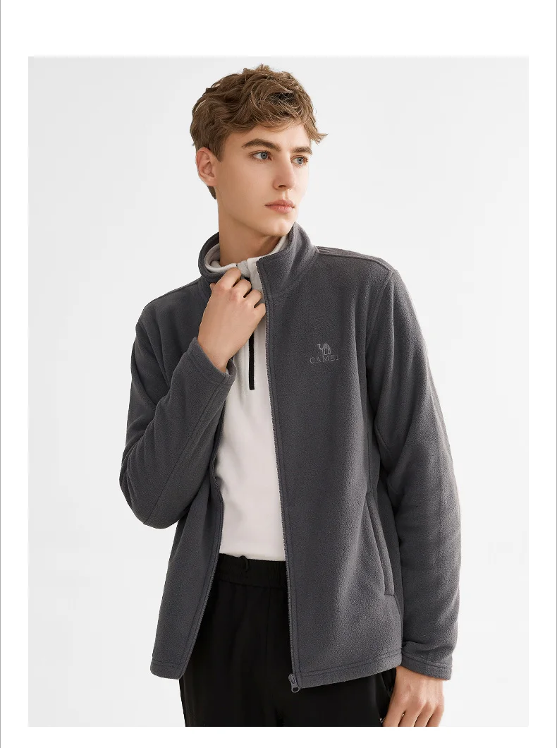 Camelo inverno jaqueta de lã masculina softshell