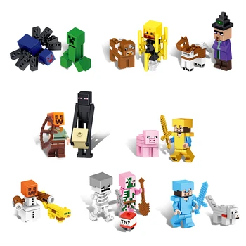 Minecraftingly Compatible con My World, 16 figuras, Juguetes de bloques de construcción para niños, regalo, Kit de modelos de Navidad para niños, aleatorio