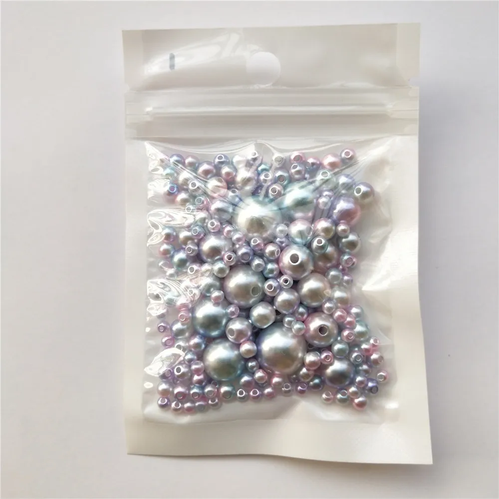 250Pcs Mix Size 3-12mm Beads with Hole Colorful Pearls Round Acrylic Imitation Pearl Beads DIY for Jewelry Making Accessories