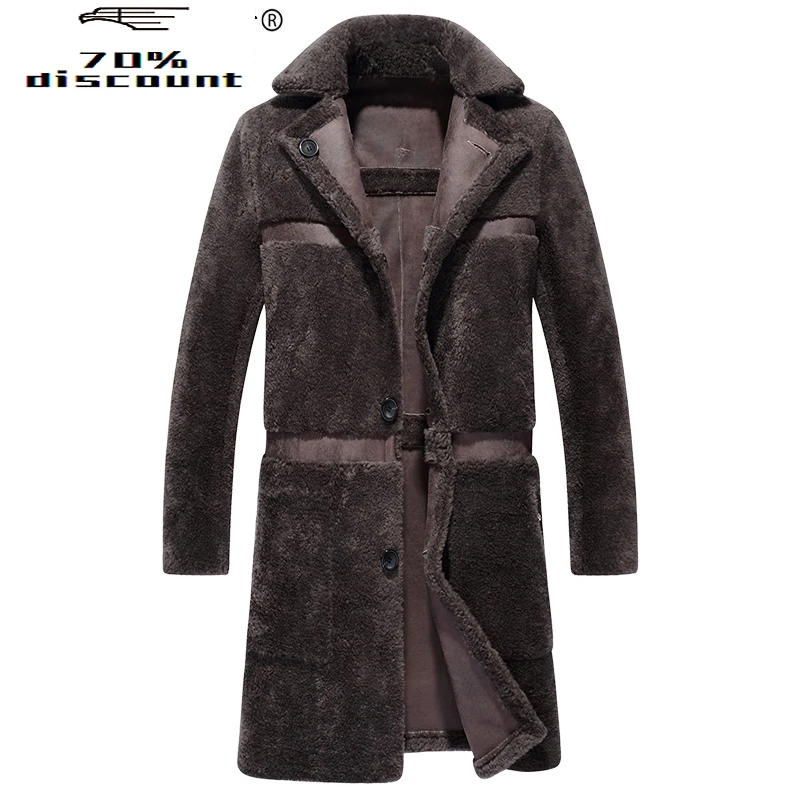 

Real Fur Coat Sheep Shearling Men's Winter Jacket Wool Long Coat Plus Size Double Sided Wear Suede Jacket YC2992 KJ860