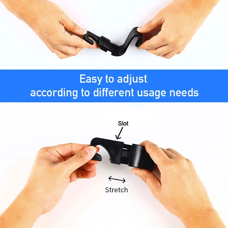 20KG Load 4pcs Car Hanging Hook Multipurpose Headrest Hook Seat Back Hanger Auto Clips Fastener for Bags Handbags Clothes car hook