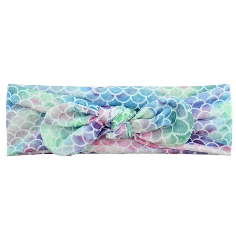 Fashion Baby Print Flamingo Comfortable Elastic Hair Band Cute Unicorn Child Hair Accessories Mermaid Bow Baby Headdress - Color: 03