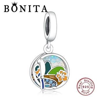 

100% 925 Sterling Silver Brazil Beach Parrot Dangle Charm Fit Original Brand Charms Bracelet Beads For Making DIY Berloque Gifts