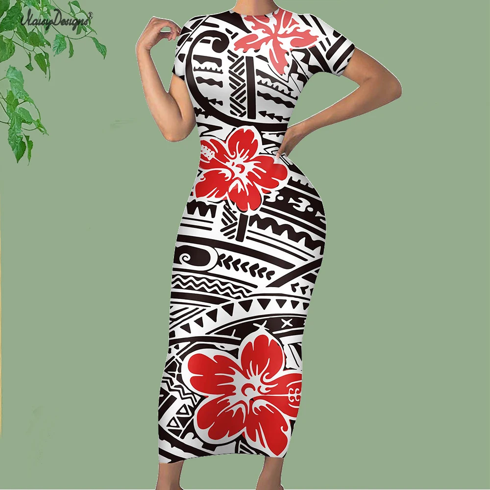 

Женское Повседневное платье Noisydesigns Vestidos De Mujer, цвет красный, гавайский, гибискус, цветочный принт, высокое качество, Прямая поставка